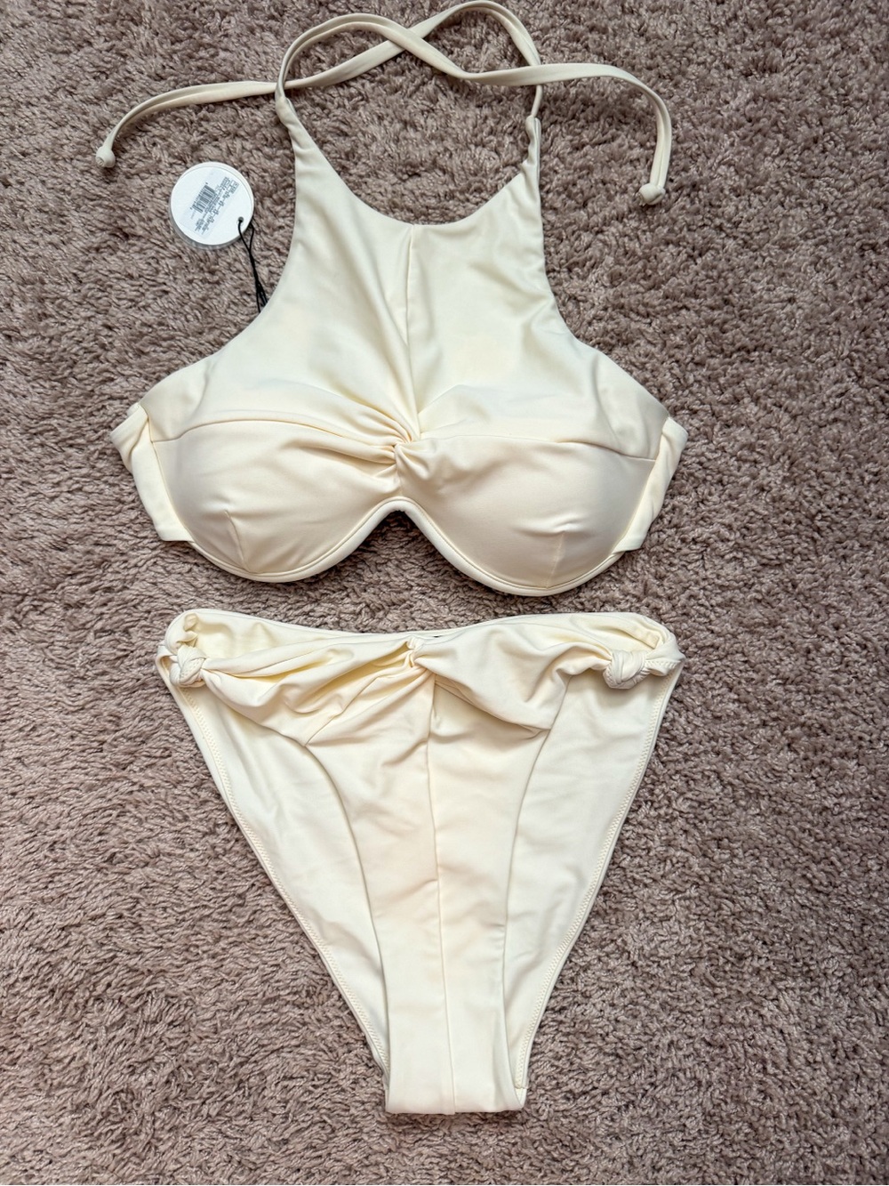 Andrea Iyamah Gada Bikini Set Ivory Halter Underwire NWT Size Small